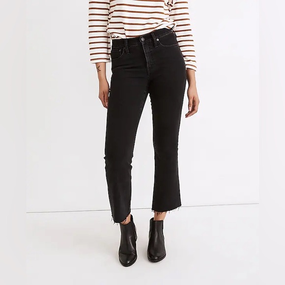 NWT Madewell Cali Demi-Boot Jeans in Edmunds Wash: Raw-Hem Edition - 25 - Black - Picture 4 of 9